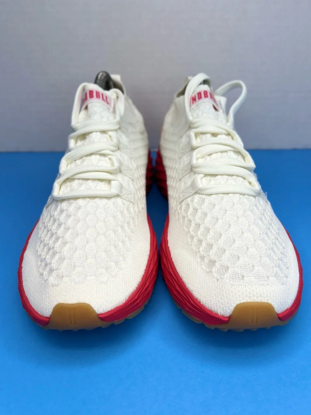 NOBULL Allday Knit Runner Womens Sneaker Classic White/Punch Sz 8.5M  NWOB